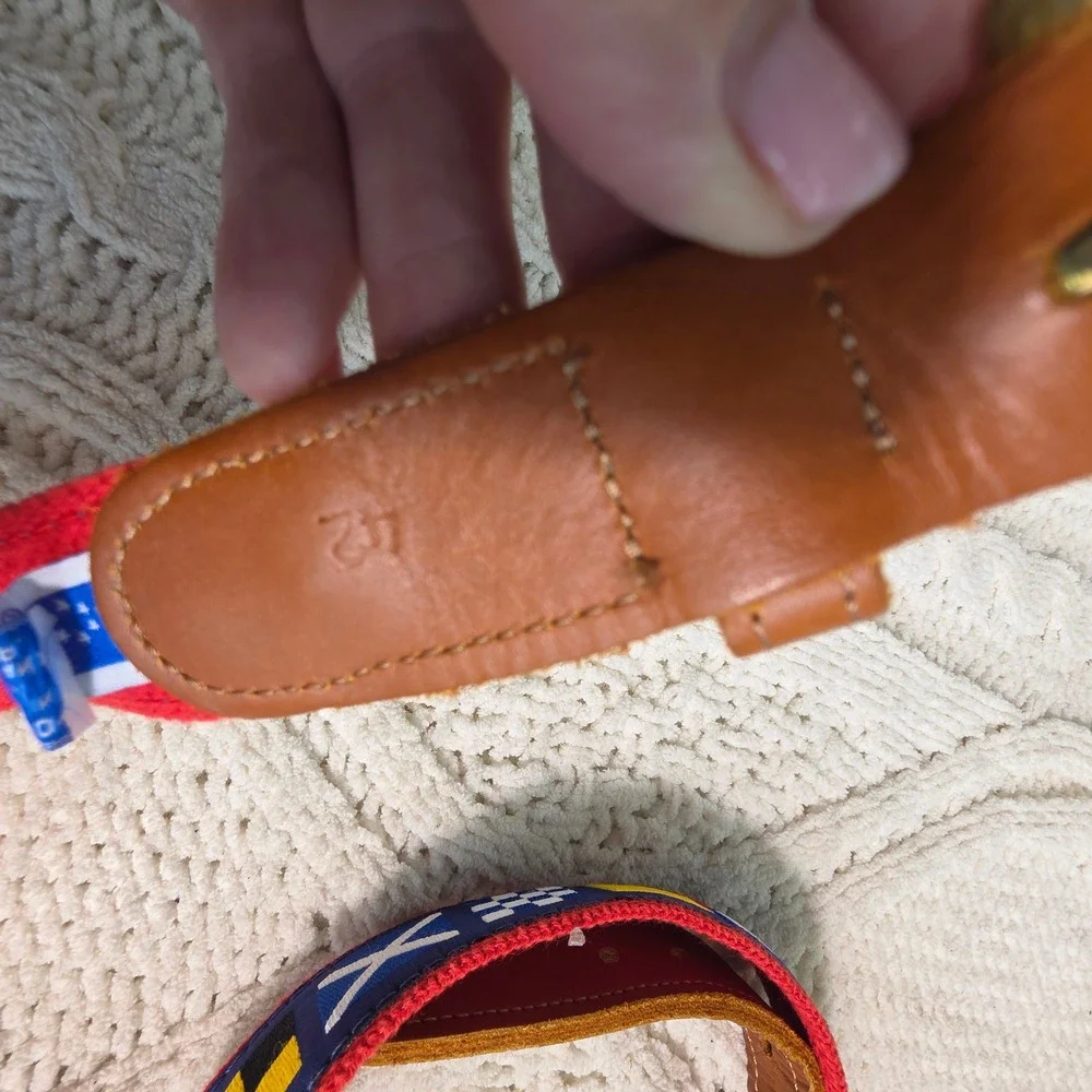 VTG Preston Belt Nautical Sailing Signal Flags Blue Red Webbing Leather Mens 42